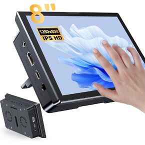 شاشة لمس 8 بوصة لـ Raspberry Pi، شاشة لمس محمولة 5 نقاط 1280 * 800 IPS مع واجهة HDMI ومكبر صوت مزدوج لـ Raspberry Pi 5/4B/3B+/3B/B+ Jetson Nano Win11/10/8/7(8 بوصة 1280* 800) in Kuwait