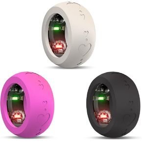 Protector Compatible with Oura Ring Gen 3/Samsung Galaxy Ring, Elastic Silicone Ring Cover Protector with Cute Heart Engraving Decoration for Gym & Daily Life(Black+Pink+Starlight, M (8/9/10))