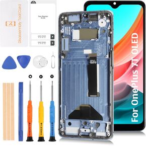 for OnePlus 7T 2019 1+7T 6.55inch OLED LCD Screen Display with Glacier Blue Frame Replacement Touch Digitizer Assembly Kit