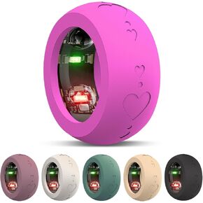 واقي متوافق مع Oura Ring Gen 3/Samsung Galaxy Ring، واقي غطاء حلقة سيليكون مرن مع زخرفة نقش قلب لطيف للصالة الرياضية والحياة اليومية (أسود + وردي + ضوء النجوم، M (8/9/10))