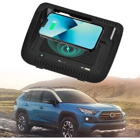 KEWISAUTO Car Wireless Charger for 19-24 Toyota RAV4, OEM Style Center Console Charging Panel USB-A USB-C Fast Wireless Phone Charger Pad for Toyota RAV4 2019 2020 2021 2022 2023 2024 Accessories
