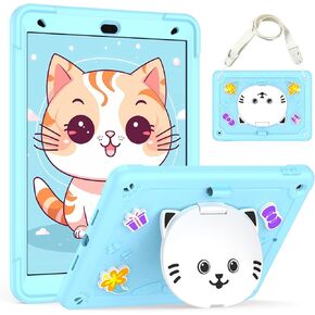 Cover for iPad 9th/8th/7th Generation iPad 10.2 Case for Kids with Pencil Holder, Strap, 180° Foldable Kickstand, Shockproof Protective Case for iPad 10.2-inch Released in 2021/2020/2019-Colourful