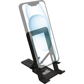 BLACK+DECKER Phone Stand for Desk - Folding Cell Phone Stand Holder - Adjustable and Portable, Folds Down Flat - for Office, Gaming, Bed, Travel - Phone Kickstand Compatible with iPhone