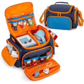 Carrying Case Compatible with Toniebox, Portable Bag for Audio Player Starter Set, Storage Travel Case for Charging Station Headphone, with Shoulder Strap and Handle, Blue(Case Only)