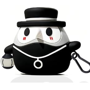 HooYiiok Airpod Case 2nd Generation,Cute Airpod Case 1st Generation Luminous Beak Doctor Design,Cool Kawaii Airpods Cases Cover with Keychain for Women Men (Black 1st/2nd Case)