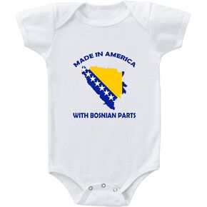 Baby Bodysuit Made in America with Bosnian Parts Cotton Boy & Girl Clothes White