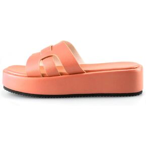 TOCONFFON Women's Flat Sandals Comfortable Platform Slides Sandals Casual Summer Beach Slip On Sandals with Soft PU Leather