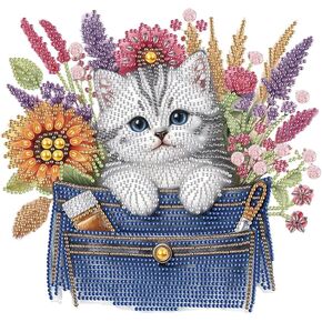 SJUTOUCI Diamond Art Painting Kits for Adults, 5D Dog and Flower Special Shape Diamond Art for Beginners, Crystal Rhinestones Dots Bead Art for Home Wall Decoration Gift 12×12inch