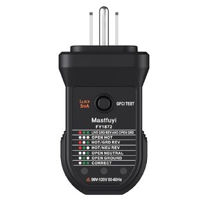 Mastfuyi Outlet Tester, Socket Tester for GFCI/Standard North American AC Electrical Outlets, Receptacle Tester for Standard 3-Wire 120V Electrical Receptacles, Detects Common Wiring Problems