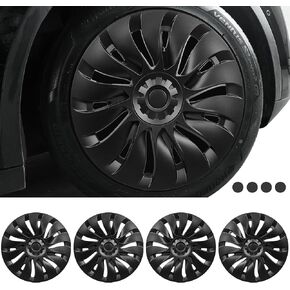FORAUTOMOD Tesla Model Y 2024 Wheel Covers 19 Inch, Tesla Model Y Hubcaps, Matte Black Wheel Cover HubCaps Compatible with Tesla Model Y 2021-2024, Tesla Model Y Accessories, Set of 4