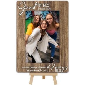 Best Friends Picture Frame Gift, BFF Gifts Wooden Photo Frame with Easel, Display Photo Insert, 4x6 Picture Frame for Tabletop Display - A12