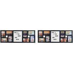 MELANNCO Customizable Letterboard 8-Opening Photo Collage, 19 x 17 inch, Distressed White