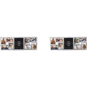 MELANNCO Customizable Letterboard 8-Opening Photo Collage, 19 x 17 inch, Distressed White