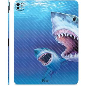 غلاف من ألياف الكربون متوافق مع Apple iPad Pro 13 (M4) 2024 - Great Whites - غطاء لاصق واقٍ من الفينيل 3M ممتاز - سهل الاستخدام | صُنع في الولايات المتحدة الأمريكية بواسطة MightySkins