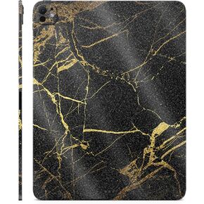 Glossy Glitter Skin Compatible with Apple iPad Pro 13 (M4) 2024 - Black Gold Marble - 3M Vinyl Protective Decal Cover - Easy to Apply | Crafted in The USA by MightySkins