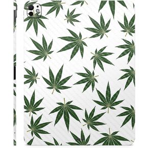 Carbon Fiber Skin Compatible with Apple iPad Pro 13 (M4) 2024 - Pot Leaves Green - Premium 3M Vinyl Protective Decal Cover - Easy to Apply | Crafted in The USA by MightySkins