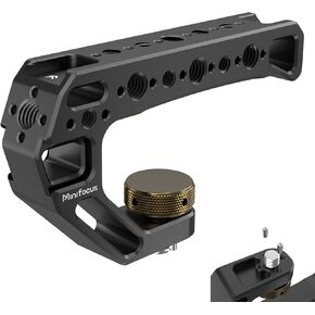 Camera Top Handle with 3/8"-16 Locating Pins for ARRI Grip for Camera Cage, Universal Top Handgrip with 5 Cold Shoe Adapters, Ergonomic Design, 1/4" and 3/8" Threads with Microphone/LED Light/Monitor