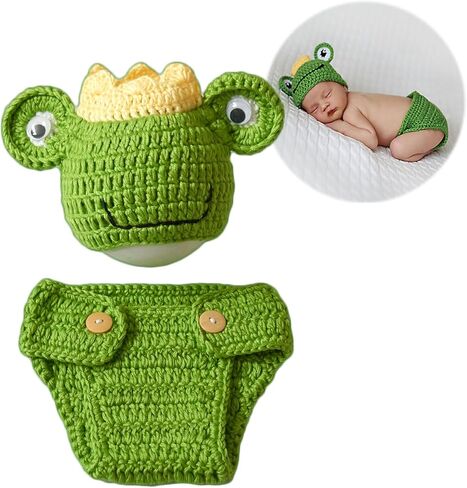Zeroest الوليد طفلة الصبي التصوير الدعائم الكروشيه محبوك الضفدع وتتسابق اليدوية السراويل قبعة للطفل الجديد تبادل لاطلاق النار الصورة in Kuwait