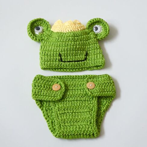 Zeroest الوليد طفلة الصبي التصوير الدعائم الكروشيه محبوك الضفدع وتتسابق اليدوية السراويل قبعة للطفل الجديد تبادل لاطلاق النار الصورة in Kuwait