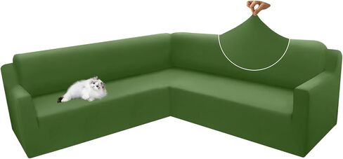Arfntevss Sectional Couch Covers L Shape Super Stretch Corner Sofa Covers Non Slip Universal U Shaped Sofa Slipcovers Water Repellent Living Room Sectional Protector for Dogs Pets Cats (White, Large) in Saudi Arabia