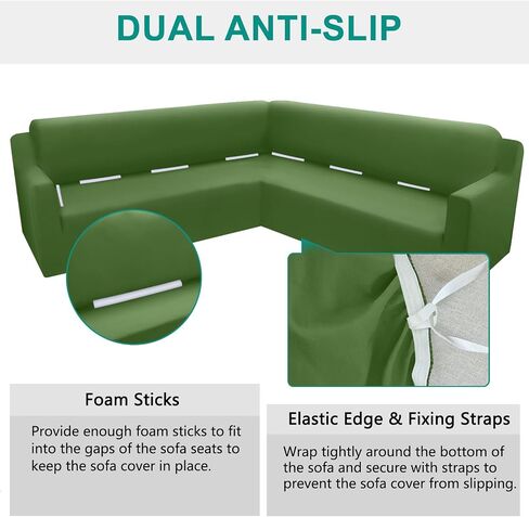 Arfntevss Sectional Couch Covers L Shape Super Stretch Corner Sofa Covers Non Slip Universal U Shaped Sofa Slipcovers Water Repellent Living Room Sectional Protector for Dogs Pets Cats (White, Large) in Saudi Arabia