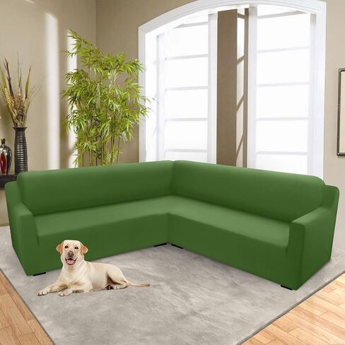 Arfntevss Sectional Couch Covers L Shape Super Stretch Corner Sofa Covers Non Slip Universal U Shaped Sofa Slipcovers Water Repellent Living Room Sectional Protector for Dogs Pets Cats (White, Large) in Saudi Arabia