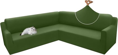 Arfntevss Sectional Couch Covers L Shape Super Stretch Corner Sofa Covers Non Slip Universal U Shaped Sofa Slipcovers Water Repellent Living Room Sectional Protector for Dogs Pets Cats (White, Large) in Saudi Arabia