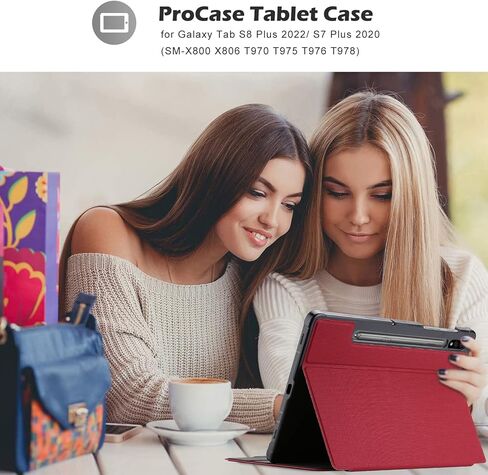حافظة ProCase لجهاز Galaxy Tab S7 FE 5G 2021/S8 Plus 2022/S7 Plus 2020 مقاس 12.4 بوصة مع حامل قلم S، غطاء ذكي لجهاز Samsung Galaxy Tablet مقاس 12.4 بوصة (SM-X800 X806 T730 T736 T970 T975 T976 T978) - أسود in Saudi Arabia