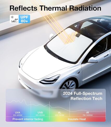 Tesla Model Y Windshield Sunshade Folding Front Window Sun Shade Cover Heat Protection Visor, for Tesla Model Y 2016~2024, Upgrade Tesla Model Y Accessories 2024 in Kuwait