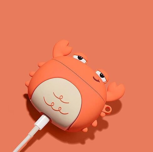 Compatible with AirPods Case Cover, Cute Cartoon Compatible with Apple AirPods 2nd 1st Generation, Kawaii Soft Silicone Protective Cover for Airpod 2/1 with Keychain (Cute Crab, AirPods 2&1) in Saudi Arabia