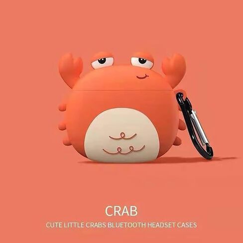 Compatible with AirPods Case Cover, Cute Cartoon Compatible with Apple AirPods 2nd 1st Generation, Kawaii Soft Silicone Protective Cover for Airpod 2/1 with Keychain (Cute Crab, AirPods 2&1) in Saudi Arabia