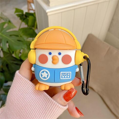 Compatible with AirPods Case Cover, Cute Cartoon Compatible with Apple AirPods 2nd 1st Generation, Kawaii Soft Silicone Protective Cover for Airpod 2/1 with Keychain (Cute Crab, AirPods 2&1) in Saudi Arabia
