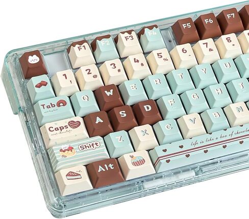 PBT Keycaps, Cute Keycaps 60% Percent 152 Keys Cherry Profile Custom Keycap Set for Cherry Gateron MX Switches Mechanical Keyboard Keycaps（Mint Chocolate） in Saudi Arabia