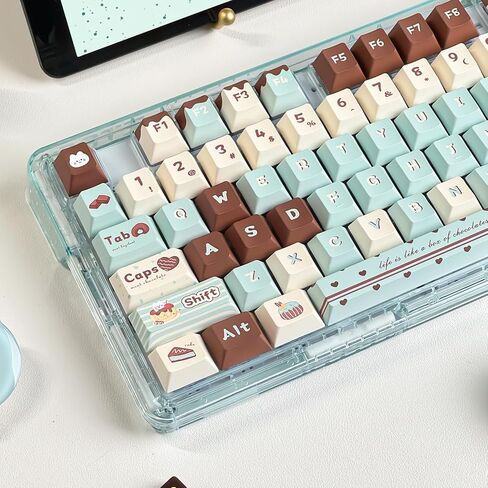 PBT Keycaps, Cute Keycaps 60% Percent 152 Keys Cherry Profile Custom Keycap Set for Cherry Gateron MX Switches Mechanical Keyboard Keycaps（Mint Chocolate） in Saudi Arabia