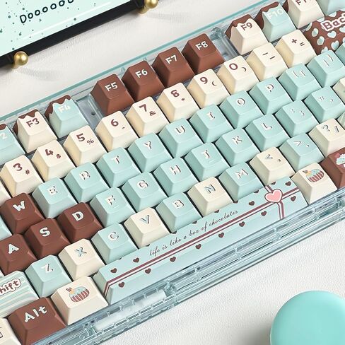 PBT Keycaps, Cute Keycaps 60% Percent 152 Keys Cherry Profile Custom Keycap Set for Cherry Gateron MX Switches Mechanical Keyboard Keycaps（Mint Chocolate） in Saudi Arabia