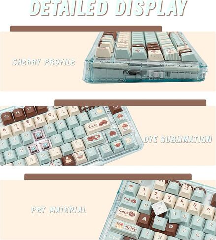 PBT Keycaps, Cute Keycaps 60% Percent 152 Keys Cherry Profile Custom Keycap Set for Cherry Gateron MX Switches Mechanical Keyboard Keycaps（Mint Chocolate） in Saudi Arabia