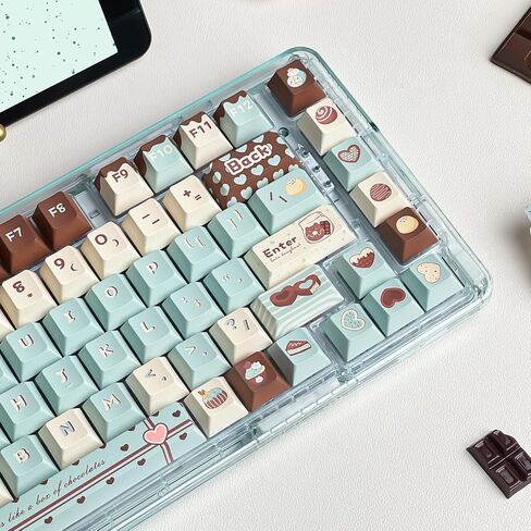 PBT Keycaps, Cute Keycaps 60% Percent 152 Keys Cherry Profile Custom Keycap Set for Cherry Gateron MX Switches Mechanical Keyboard Keycaps（Mint Chocolate） in Saudi Arabia