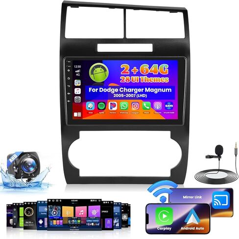 Roinvou 2+64G Android 9" Touch Screen for Dodge Charger Magnum 2005-2007 (LHD) with Wireless CarPlay Android Auto WiFi Bluetooth GPS Navigation FM RDS Radio Backup Camera in Kuwait