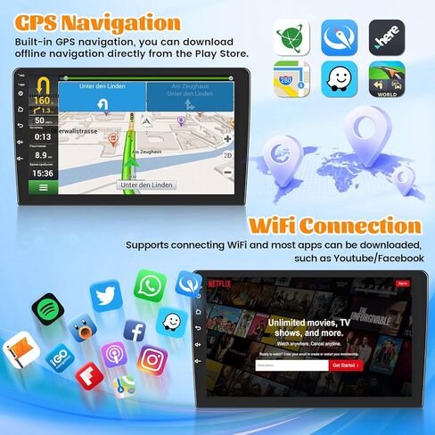 Roinvou 2+64G Android 9" Touch Screen for Dodge Charger Magnum 2005-2007 (LHD) with Wireless CarPlay Android Auto WiFi Bluetooth GPS Navigation FM RDS Radio Backup Camera in Kuwait