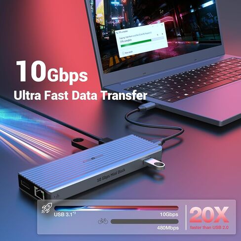 قاعدة توصيل 11 في 1، USB C HUB Dual 4K@60 هرتز، شاشة مزدوجة لمخرجات الفيديو، (3 USB 3.1 10 جيجابت/ثانية، 2 HDMI، 2 DP، 100W PD، 1000 ميجابت في الثانية إيثرنت وصوت) لأجهزة Windows وM1 Macs in Kuwait