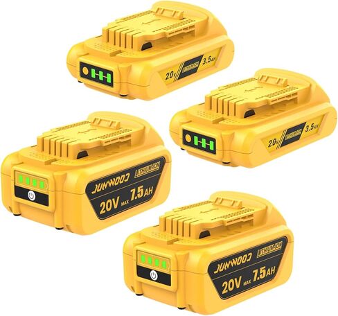 4Pack 3.5Ah 7.5Ah Replacement for Dewalt 20V Battery Lithium MAX XR DCB180 DCB206 DCB200 DCB204 DCB204BT-2 DCB203 DCB201 DCB207 Cordless Tools in Kuwait