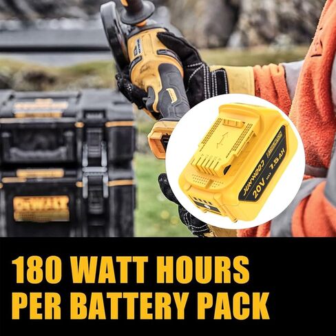 4Pack 3.5Ah 7.5Ah Replacement for Dewalt 20V Battery Lithium MAX XR DCB180 DCB206 DCB200 DCB204 DCB204BT-2 DCB203 DCB201 DCB207 Cordless Tools in Kuwait