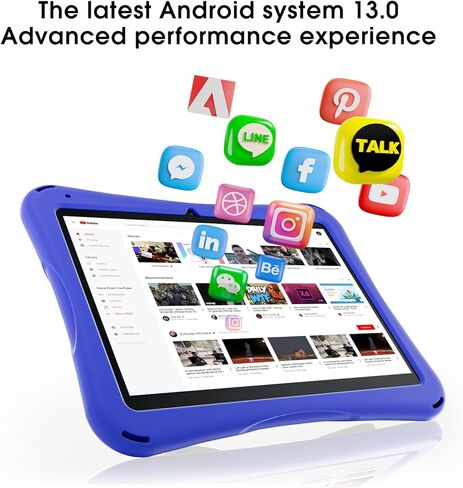 SGIN 10 Inch Tablet for Kids, Android 13 Kids Tablet with Case, 4GB RAM 64GB ROM, 5000mAh, Dual Camera, 1280 * 800 Display, WiFi, KIDOZ Pre-Installed Toddlers Tablet, Yellow Butterfly Handle in Kuwait