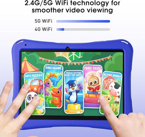 SGIN 10 Inch Tablet for Kids, Android 13 Kids Tablet with Case, 4GB RAM 64GB ROM, 5000mAh, Dual Camera, 1280 * 800 Display, WiFi, KIDOZ Pre-Installed Toddlers Tablet, Yellow Butterfly Handle in Kuwait