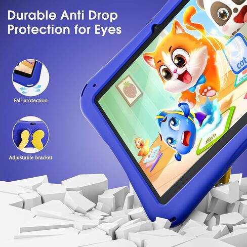 SGIN 10 Inch Tablet for Kids, Android 13 Kids Tablet with Case, 4GB RAM 64GB ROM, 5000mAh, Dual Camera, 1280 * 800 Display, WiFi, KIDOZ Pre-Installed Toddlers Tablet, Yellow Butterfly Handle in Kuwait