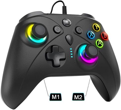 وحدة تحكم سلكية لجهاز الكمبيوتر Amazon Luna، التوصيل والتشغيل Ymir2 Luna Controller for Fire TV/PC/Switch/PS4/Steam، وحدة تحكم ألعاب Fire Stick W مجاذيف، توربو، عصا التحكم / الزناد بتأثير القاعة، ضوء، كابل 8.2 قدم، أسود in Kuwait