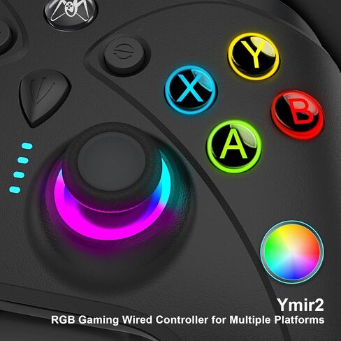 وحدة تحكم سلكية لجهاز الكمبيوتر Amazon Luna، التوصيل والتشغيل Ymir2 Luna Controller for Fire TV/PC/Switch/PS4/Steam، وحدة تحكم ألعاب Fire Stick W مجاذيف، توربو، عصا التحكم / الزناد بتأثير القاعة، ضوء، كابل 8.2 قدم، أسود in Kuwait