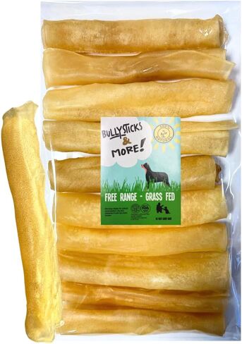 BULLYSTICKS & MORE 6 Inch Beef Collagen Rolls for Dogs (Extra Thick - 4 Count) - Beef Cheek Bones for Dogs - Dog Parents Choice - Premium No Hide Beef Cheek Rolls - Thick Retriever Rolls for Dogs in Saudi Arabia