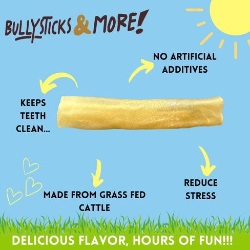BULLYSTICKS & MORE 6 Inch Beef Collagen Rolls for Dogs (Extra Thick - 4 Count) - Beef Cheek Bones for Dogs - Dog Parents Choice - Premium No Hide Beef Cheek Rolls - Thick Retriever Rolls for Dogs in Saudi Arabia