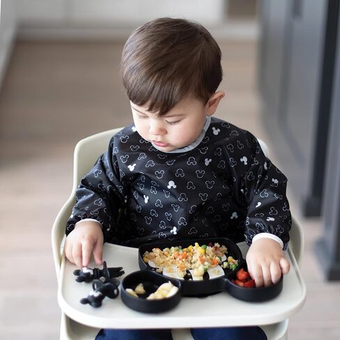 Bumkins Sleeved Bib for Girl or Boy, Baby and Toddler for 6-24 Mos, Essential Must Have for Eating, Feeding, Baby Led Weaning Supplies, Long Sleeve Mess Saving Food Catcher, Soft Fabric, Sand Check in Kuwait